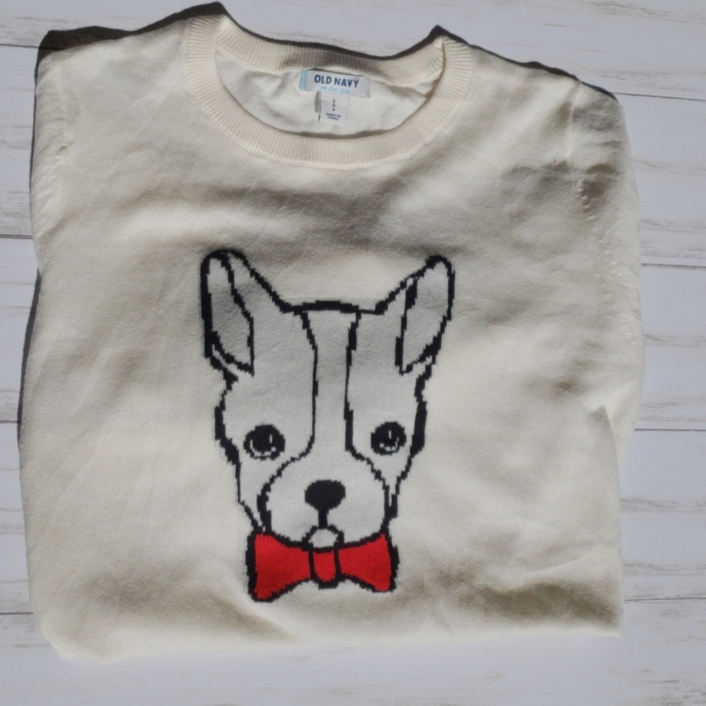 Old Navy Dog Bowtie Graphic Sweater